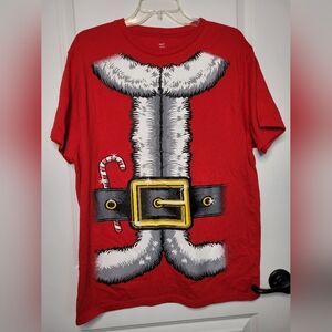 Santa Suit Print Christmas Holiday Time T-Shirt Funny Red Unisex Large (42-44)